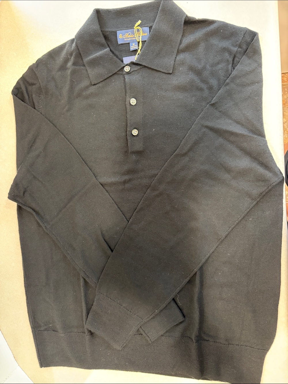 Brooks Brothers Black Long-Sleeve Polo Sweater - Classic Knit